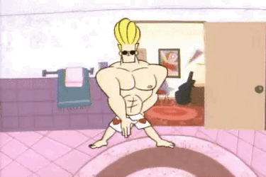 Animated Johnny Bravo Getting Ready Flexing GIF