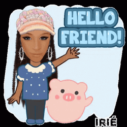 Animated Lady And Pig Hello Hi GIF