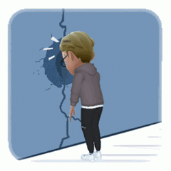 Animated Lady Bangs Head Against Wall GIF