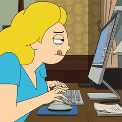 Animated Lady Throwing Computer GIF