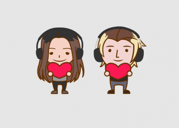 Animated Love Couple Giving Heart GIF