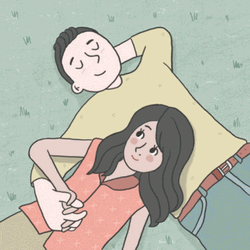 Animated Love Couple Lying Beside Each Other GIF