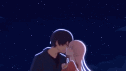 Animated Love Kissing In A Starry Night GIF