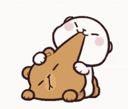 Animated Love Peach Cat Biting GIF