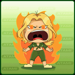 Animated Mad Face Angry Girl On Fire