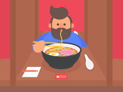 Animated Man Enjoying His Ramen Noodles GIF