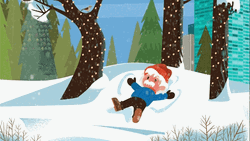 Animated Man Making Snow Angel On Snow Day GIF
