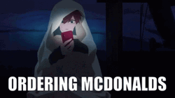 Animated Man Ordering Mcdonalds In The Middle Of Night GIF