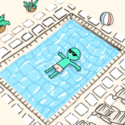 Animated Man Relaxing In The Pool GIF