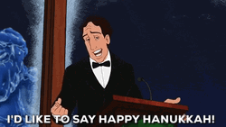 Animated Man Saying Happy Hanukkah GIF