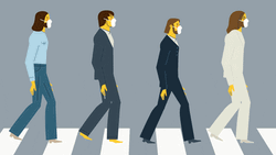 Animated Masked Beatles Band Crossing The Road GIF