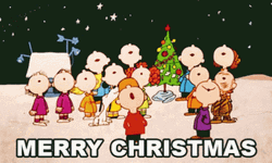 Animated Merry Christmas Peanuts Choir Singing GIF