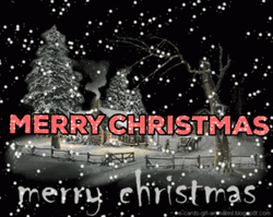 Animated Merry Christmas Winter Night GIF