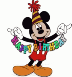 Animated Mickey Mouse Happy Birthday Rainbow Banner GIF