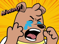Animated Monday Pants Bear Flipping Out GIF