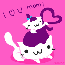 Animated Mother And Daughter Cat Love You Mom  GIF