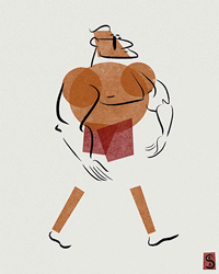 Animated Muscular Guy Walking GIF