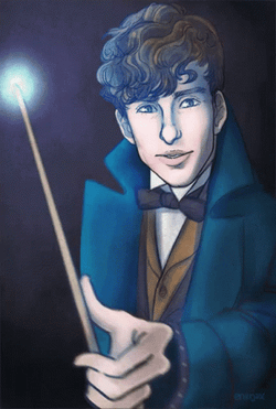 Animated Newt Scamander With Wand GIF