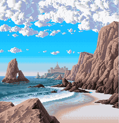 Animated Ocean Waves With Big Stone GIF