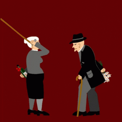 Animated Old Men Fighting With Cane GIF