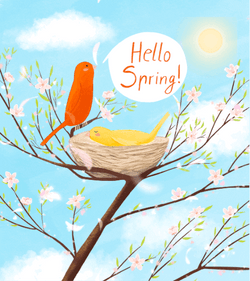 Animated Orange Bird Hello Spring Happy Spring GIF