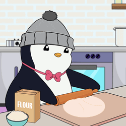 Animated Penguin Baking GIF
