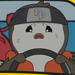 Animated Penguin Crying In Traffic GIF