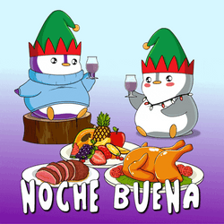 Animated Penguin Eating For Noche Buena Christmas Eve GIF