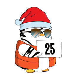 Animated Penguin Holding 25 Placard For Noel GIF