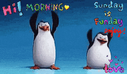 Animated Penguins Doing Happy Sunday Dance GIF
