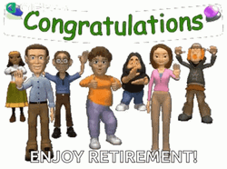 Animated People Celebrating Congratuations Enjoy Retirement GIF