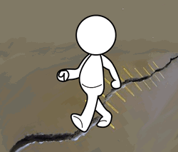 Animated Person Walking On Earthquake Fault Line