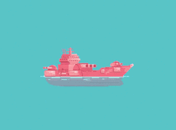 Animated Pink Warship Sailing