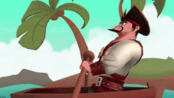 Animated Pirate Row The Boat  On The Road GIF