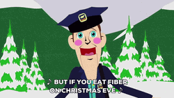 Animated Policeman Eating Fiber On Christmas Eve GIF