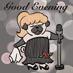 Animated Pug Dog Singing Good Evening GIF