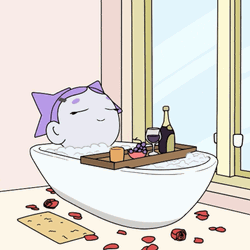 Animated Purple Haired Girl Bath Time GIF