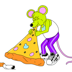 Animated Rat Mouse Eating Cheesy Pizza GIF