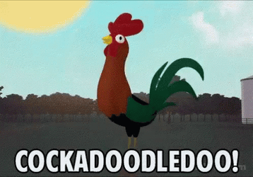 Animated Rooster Crowing Cockadoodledoo GIF