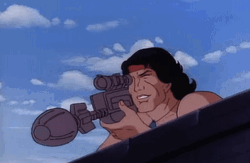 Animated Series The Force Of Freedom John Rambo Shooting Truck Explodes GIF