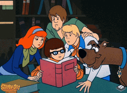 Animated Shaggy And Other Scooby Doo Cast Reading GIF