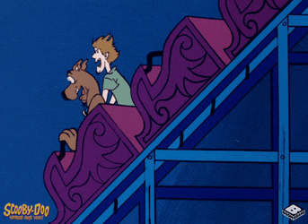 Animated Shaggy And Scooby Doo Riding A Rollercoaster GIF