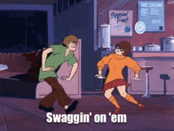 Animated Shaggy And Velma Swagging On Them GIF