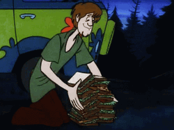 Animated Shaggy Arranging Sandwiches GIF