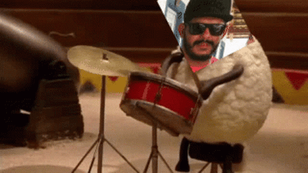 Animated Sheep Body With Man Face Rimshot GIF