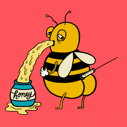 Animated Sick Bee Puking Honey GIF