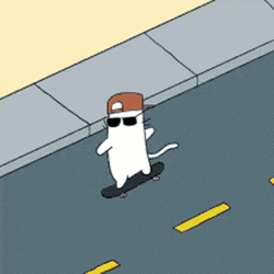 Animated Skater White Cat