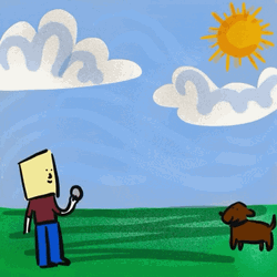 Animated Sunny Day Park Dog Play Catch