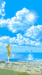 Animated Sunny Day Summer Ocean Pixel Art