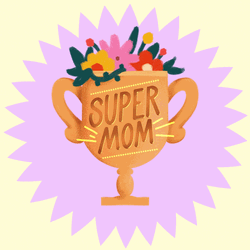 Animated Super Mom Trophy Love You Mom Sticker  GIF